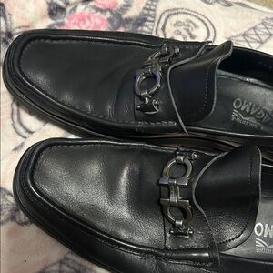 Salvatore Ferragamo Black Leather Slip-On Loafers
